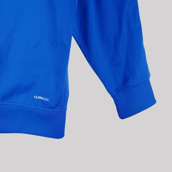 Adidas Blue Full-Zip Climalite Track Jacket With Striped Sleeves Mens XL - Picture 4 of 9